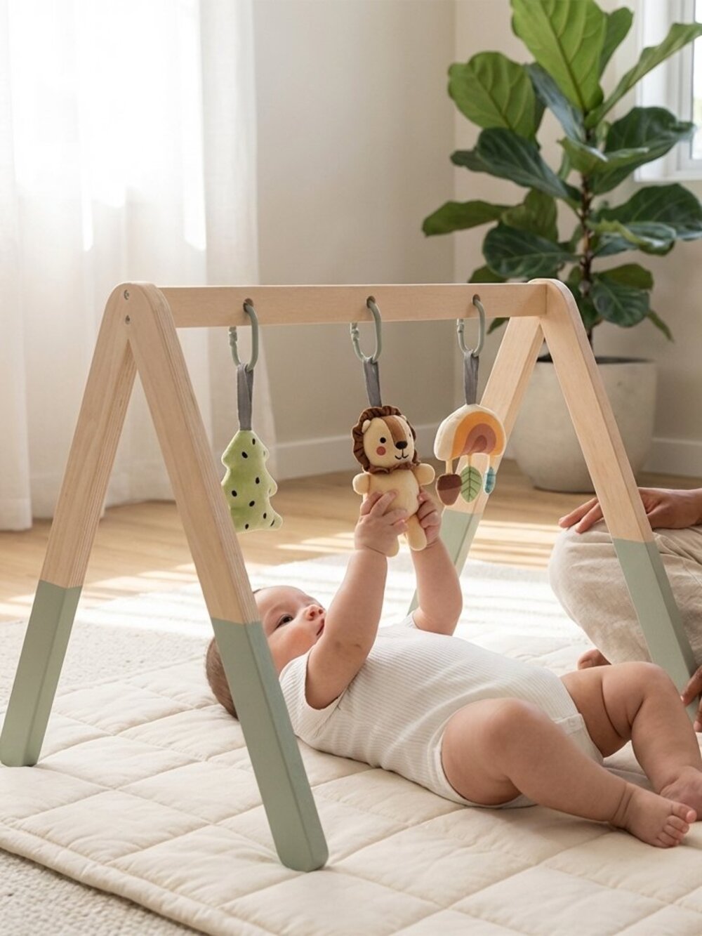 Brand New Wooden Baby Gym - Montessori Activity Center with Hanging Toys